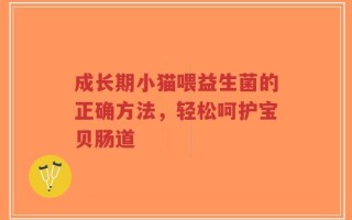 成长期小猫喂益生菌的正确方法，轻松呵护宝贝肠道