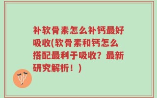 补软骨素怎么补钙最好吸收(软骨素和钙怎么搭配最利于吸收？最新研究解析！)