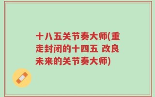 十八五关节奏大师(重走封闭的十四五 改良未来的关节奏大师)