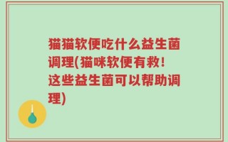 猫猫软便吃什么益生菌调理(猫咪软便有救！这些益生菌可以帮助调理)