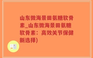 山东微海景田氨糖软骨素_山东微海景田氨糖软骨素：高效关节保健新选择)