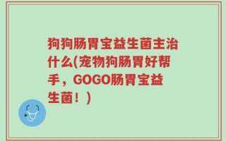 狗狗肠胃宝益生菌主治什么(宠物狗肠胃好帮手，GOGO肠胃宝益生菌！)