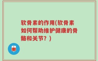 软骨素的作用(软骨素如何帮助维护健康的骨骼和关节？)