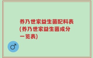 养乃世家益生菌配料表(养乃世家益生菌成分一览表)