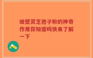 玻壁灵芝孢子粉的神奇作用你知道吗快来了解一下