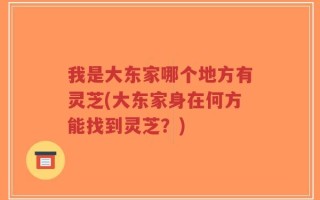 我是大东家哪个地方有灵芝(大东家身在何方能找到灵芝？)