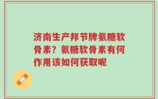 济南生产邦节牌氨糖软骨素？氨糖软骨素有何作用该如何获取呢
