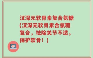 汉深元软骨素复合氨糖(汉深元软骨素合氨糖复合，祛除关节不适，保护软骨！)