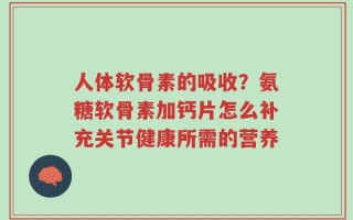 人体软骨素的吸收？氨糖软骨素加钙片怎么补充关节健康所需的营养