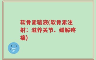 软骨素输液(软骨素注射：滋养关节、缓解疼痛)