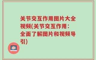 关节交互作用图片大全视频(关节交互作用：全面了解图片和视频导引)