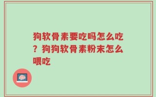 狗软骨素要吃吗怎么吃？狗狗软骨素粉末怎么喂吃