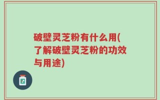 破壁灵芝粉有什么用(了解破壁灵芝粉的功效与用途)