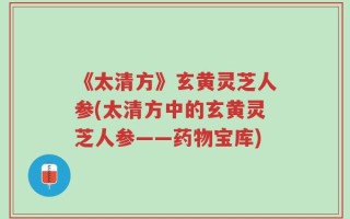 《太清方》玄黄灵芝人参(太清方中的玄黄灵芝人参——药物宝库)