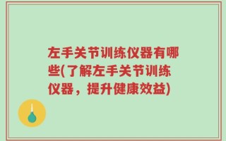 左手关节训练仪器有哪些(了解左手关节训练仪器，提升健康效益)