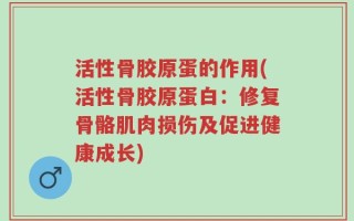 活性骨胶原蛋的作用(活性骨胶原蛋白：修复骨骼肌肉损伤及促进健康成长)