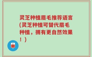 灵芝种植眉毛推荐语言(灵芝种植可替代眉毛种植，拥有更自然效果！)