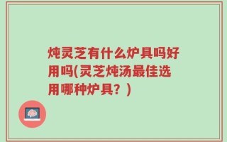炖灵芝有什么炉具吗好用吗(灵芝炖汤最佳选用哪种炉具？)