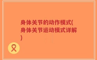 身体关节的动作模式(身体关节运动模式详解)