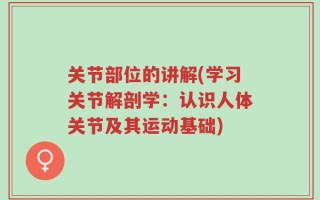 关节部位的讲解(学习关节解剖学：认识人体关节及其运动基础)