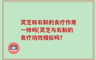 灵芝和石斛的食疗作用一样吗(灵芝与石斛的食疗功效相似吗？