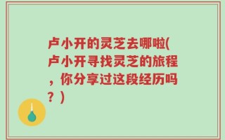 卢小开的灵芝去哪啦(卢小开寻找灵芝的旅程，你分享过这段经历吗？)