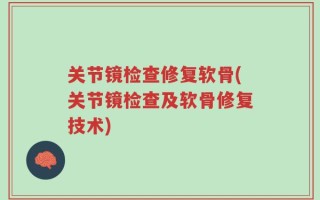 关节镜检查修复软骨(关节镜检查及软骨修复技术)
