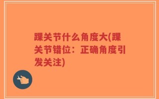 踝关节什么角度大(踝关节错位：正确角度引发关注)