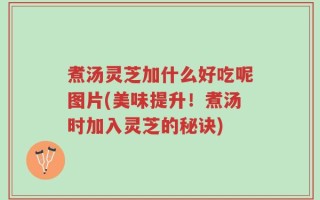 煮汤灵芝加什么好吃呢图片(美味提升！煮汤时加入灵芝的秘诀)