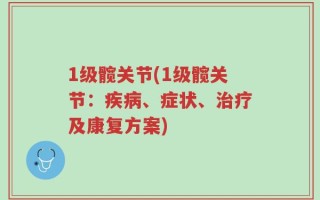 1级髋关节(1级髋关节：疾病、症状、治疗及康复方案)