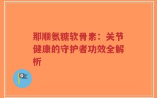那顺氨糖软骨素：关节健康的守护者功效全解析