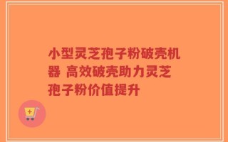 小型灵芝孢子粉破壳机器 高效破壳助力灵芝孢子粉价值提升
