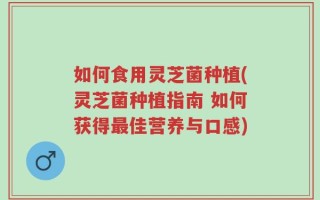 如何食用灵芝菌种植(灵芝菌种植指南 如何获得最佳营养与口感)