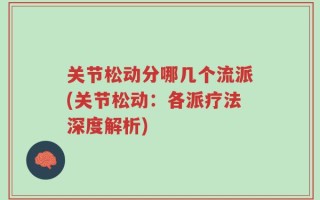 关节松动分哪几个流派(关节松动：各派疗法深度解析)