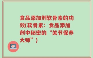 食品添加剂软骨素的功效(软骨素：食品添加剂中秘密的“关节保养大师”)