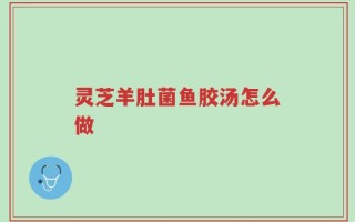 灵芝羊肚菌鱼胶汤怎么做