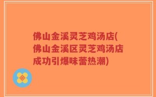 佛山金溪灵芝鸡汤店(佛山金溪区灵芝鸡汤店成功引爆味蕾热潮)