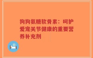 狗狗氨糖软骨素：呵护爱宠关节健康的重要营养补充剂