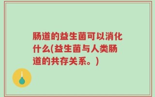 肠道的益生菌可以消化什么(益生菌与人类肠道的共存关系。)