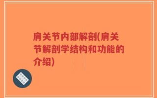 肩关节内部解剖(肩关节解剖学结构和功能的介绍)