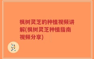 枫树灵芝的种植视频讲解(枫树灵芝种植指南视频分享)