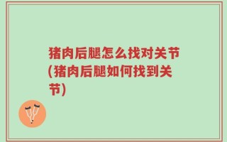 猪肉后腿怎么找对关节(猪肉后腿如何找到关节)