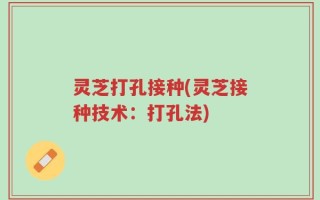 灵芝打孔接种(灵芝接种技术：打孔法)