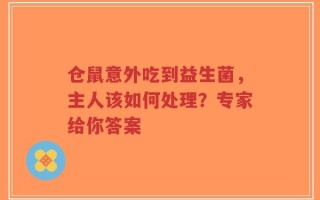 仓鼠意外吃到益生菌，主人该如何处理？专家给你答案
