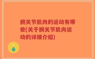 腕关节肌肉的运动有哪些(关于腕关节肌肉运动的详细介绍)
