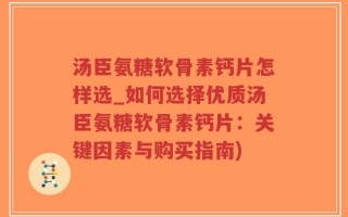 汤臣氨糖软骨素钙片怎样选_如何选择优质汤臣氨糖软骨素钙片：关键因素与购买指南)