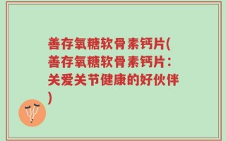 善存氧糖软骨素钙片(善存氧糖软骨素钙片：关爱关节健康的好伙伴)