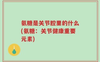 氨糖是关节腔里的什么(氨糖：关节健康重要元素)