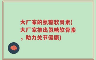 大厂家的氨糖软骨素(大厂家推出氨糖软骨素，助力关节健康)