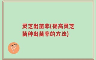灵芝出苗率(提高灵芝苗种出苗率的方法)